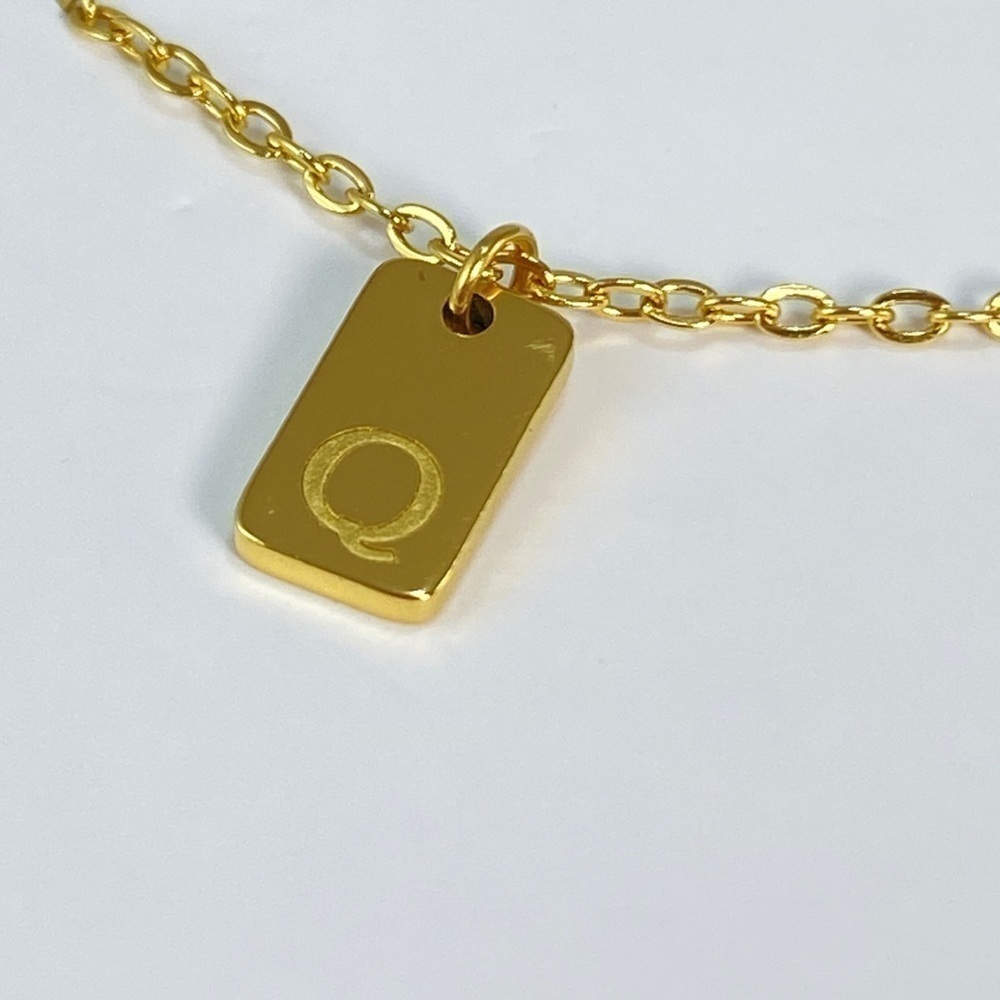 Initial Letter Q Tag Necklace